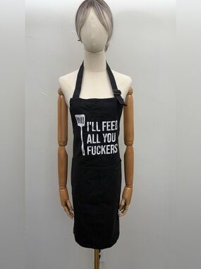 Funny Black Cooking Apron I’ll Feed All You Fuckers Adjustable Kitchen BBQ Apron